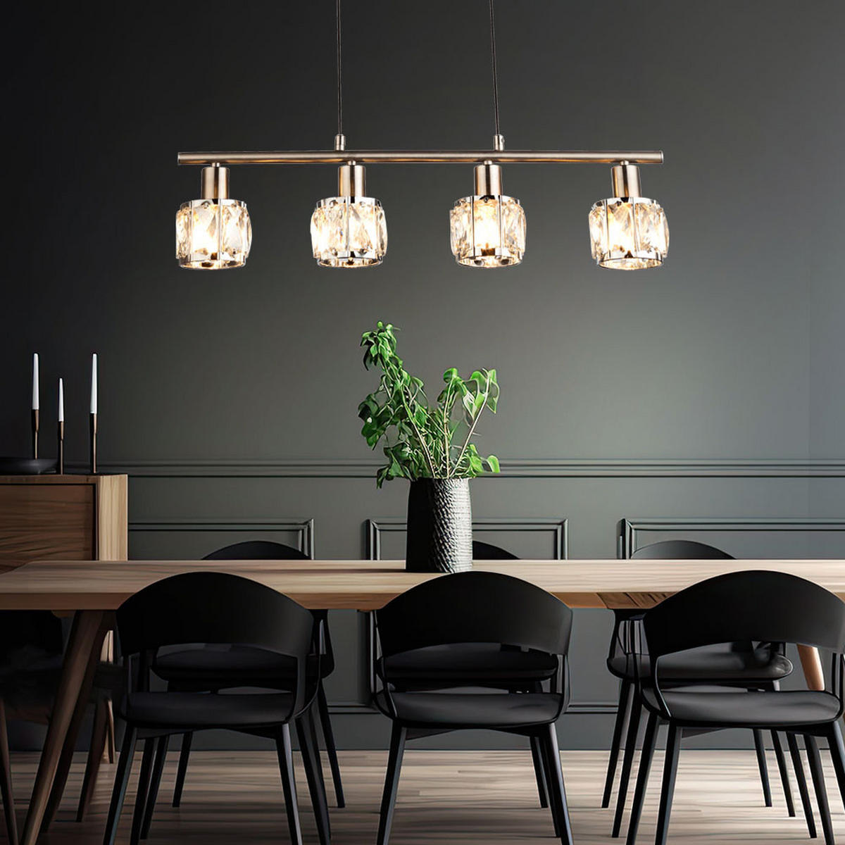 HÄNGELEUCHTE KRIS Silber matt klar - Silberfarben, Glas (60/9.2/160cm) - Globo Lighting