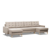 U-ECKSOFA MIT SCHLAFFUNKTION BLANK, Beige - Beige, Textil (294/92/140cm) - Mebligo