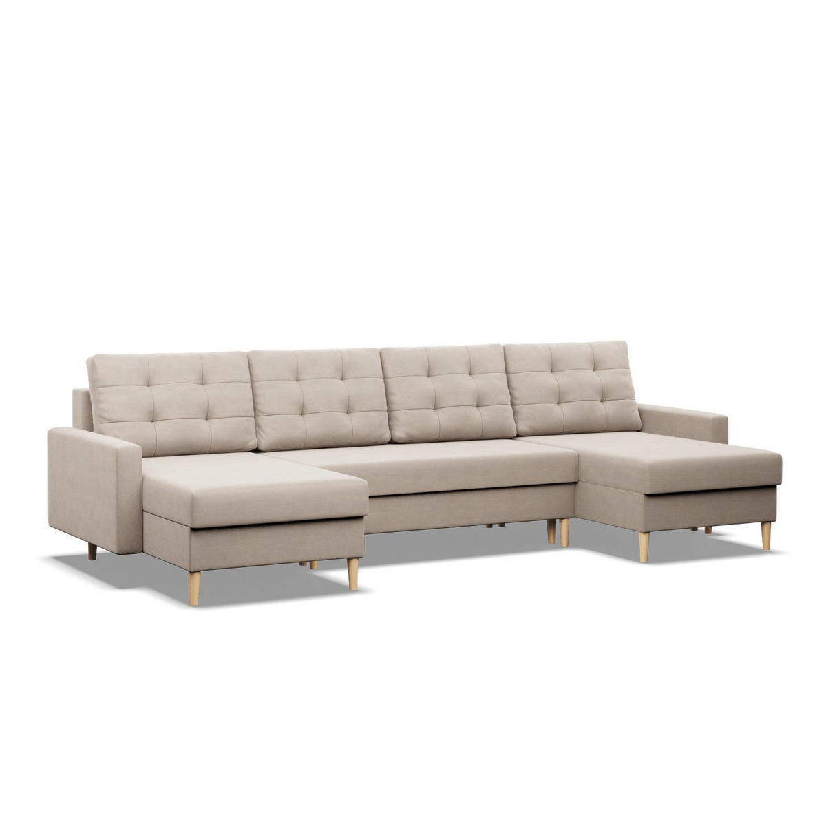 U-ECKSOFA MIT SCHLAFFUNKTION BLANK, Beige - Beige, Textil (294/92/140cm) - Mebligo
