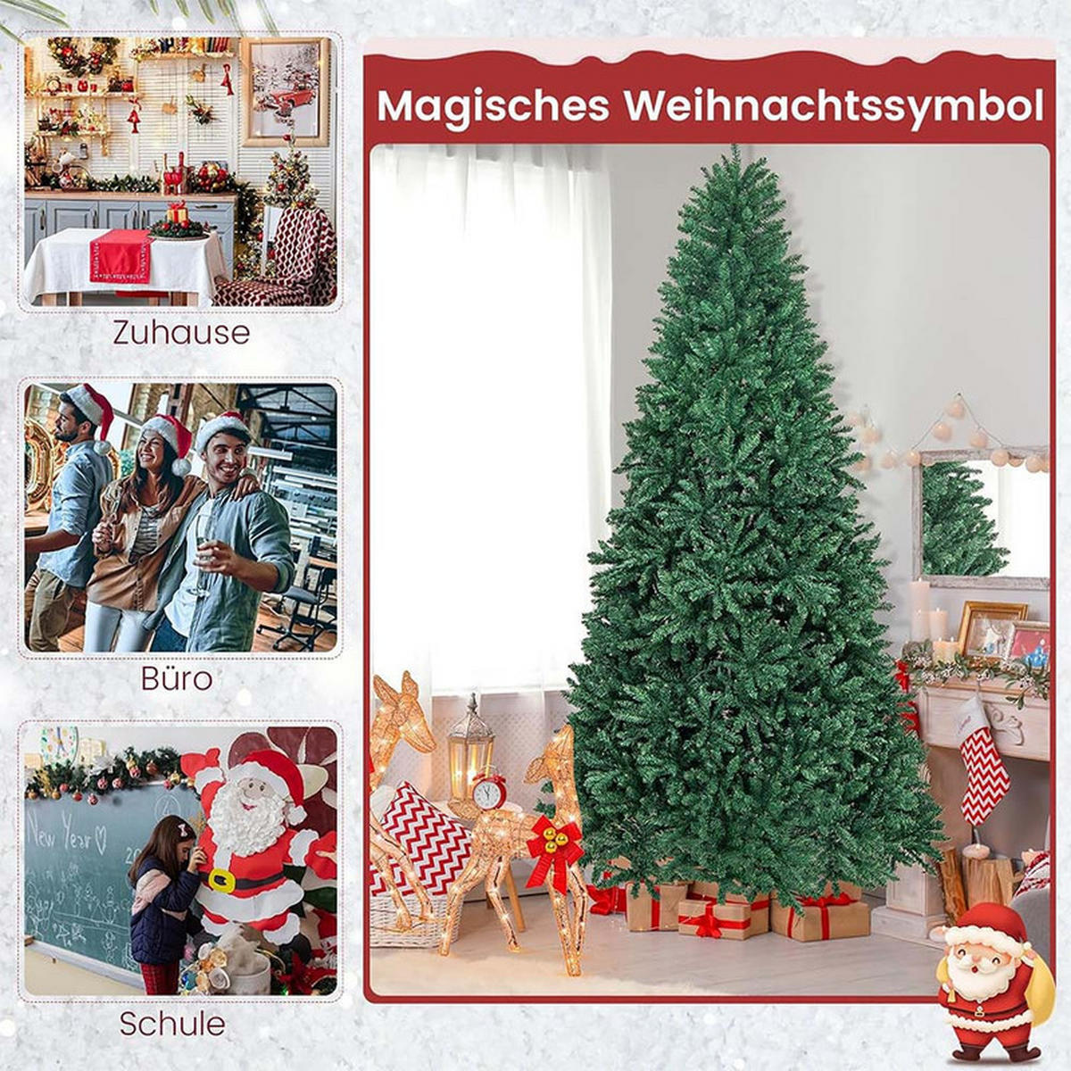 WEIHNACHTSBAUM mit Metallständer 270cm Grün - Grün, Metall (275cm) - COSTWAY