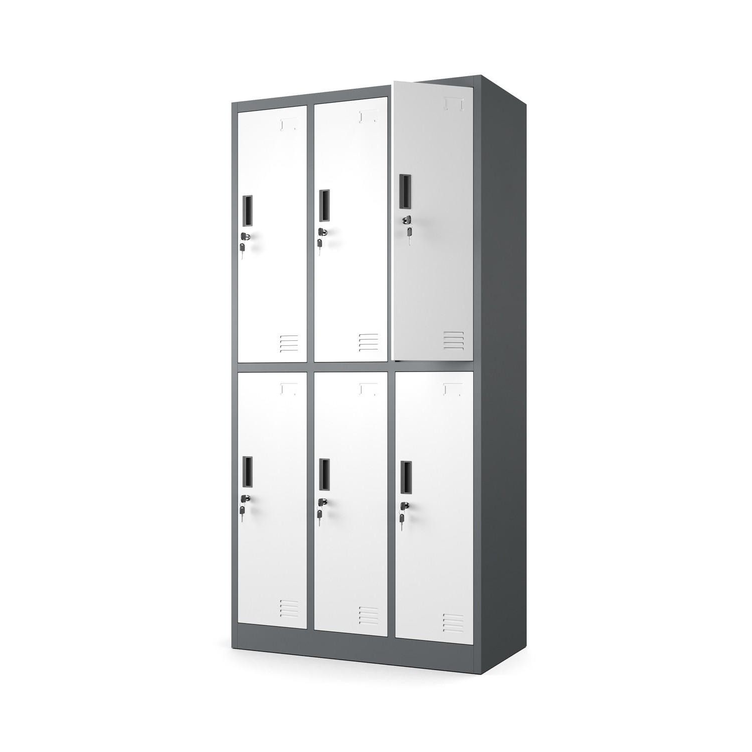 MEHRZWECKSCHRANK mit 6 Fächer Weiß Anthrazit Stahl 90x185x45cm - Anthrazit/Weiß, Metall (90/185/45cm) - Muralo