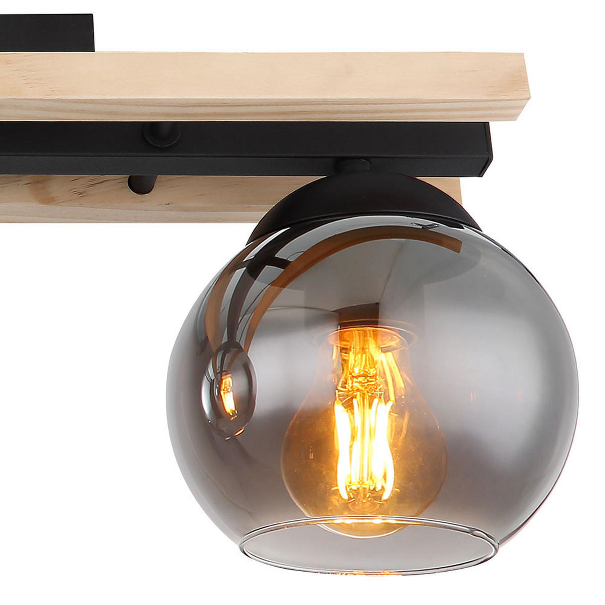 LED DECKENLEUCHTE Conni Braun Holz Glas Rauch - Braun, Glas (60/15/20.5cm) - Globo Lighting