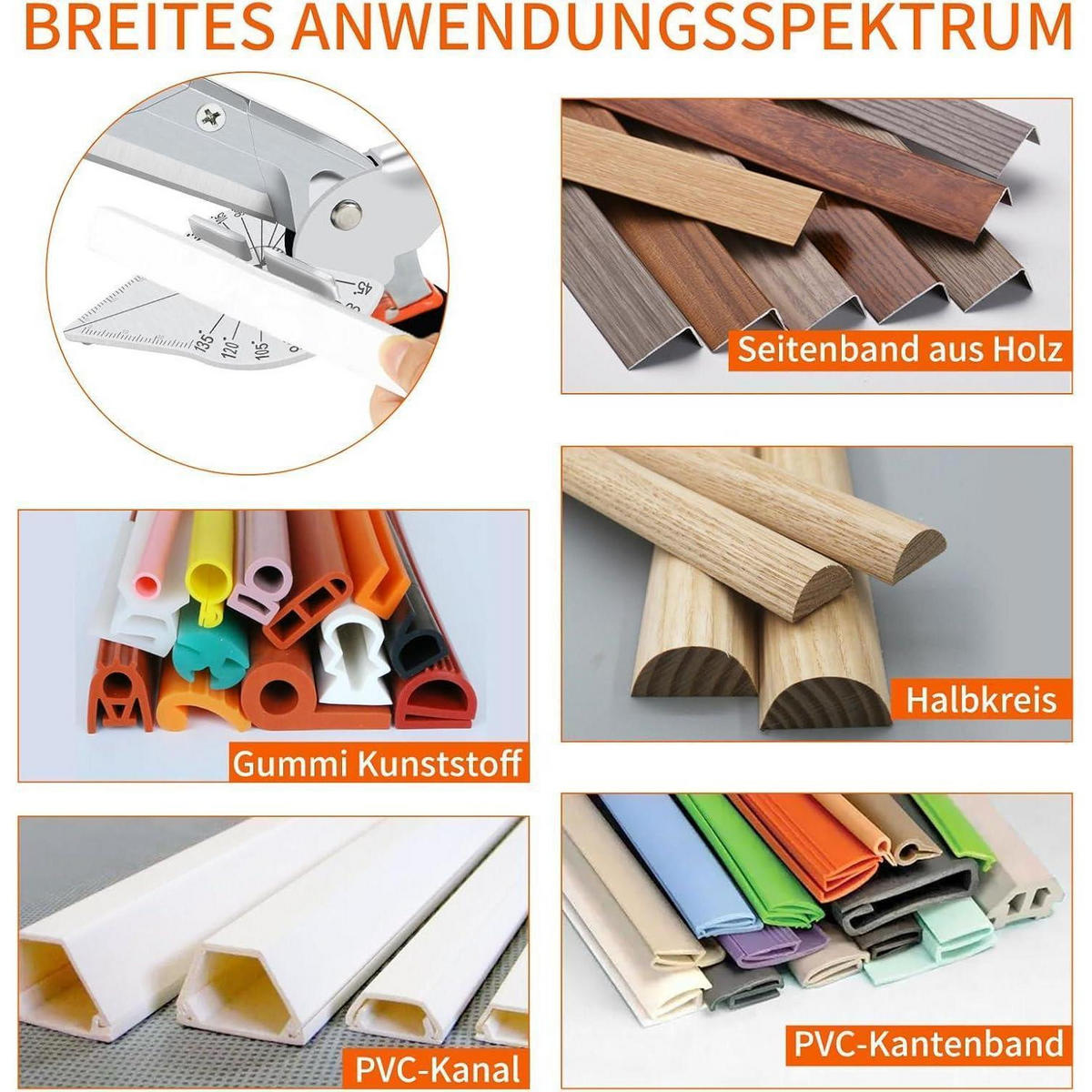 GEHRUNGSSCHERE verstellbar 45-135 Grad mit 10 Ersatzklingen - Schwarz, Metall (10.8/5.6/22.8cm)