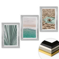WANDBILDER 3er Set - 20x30 cm Silberner Rahmen - Urlaubsblick Strand Meer - Silberfarben, Kunststoff (20/30cm) - ArtPrintCave
