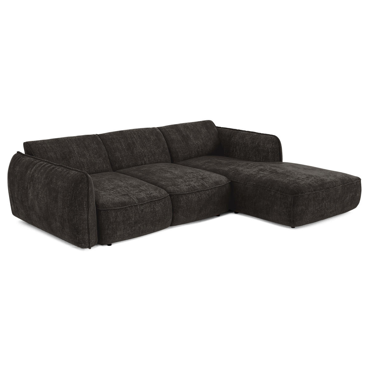 ECKSCHLAFSOFA Rastervelours 274cm - Schwarz, Textil (274/174cm) - Sia Home