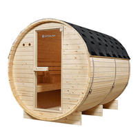 FASSSAUNA Spitzbergen 220 cm mit 8 kW Saunaofen (6 Personen) - Naturfarben, Holz (191/193/220cm) - Artsauna