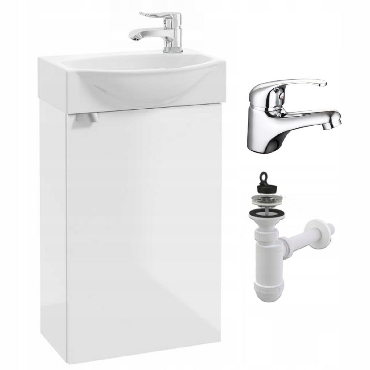 WASCHTISCHKOMBI 40cm mit Waschbecken + Armatur Weiß - Weiß, Holzwerkstoff (40/60/22cm) - Stamar