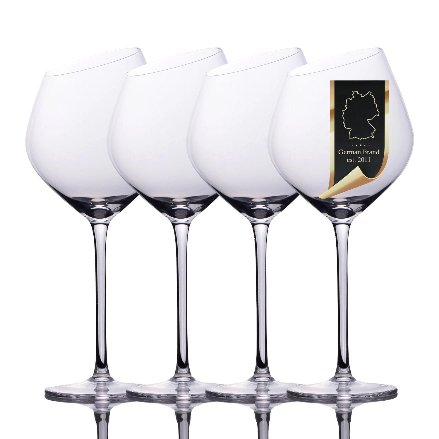 WEIN GLAS SET moderne Kante 470 ml (4er-Set) - Transparent, Glas (0.47L) - Intirilife