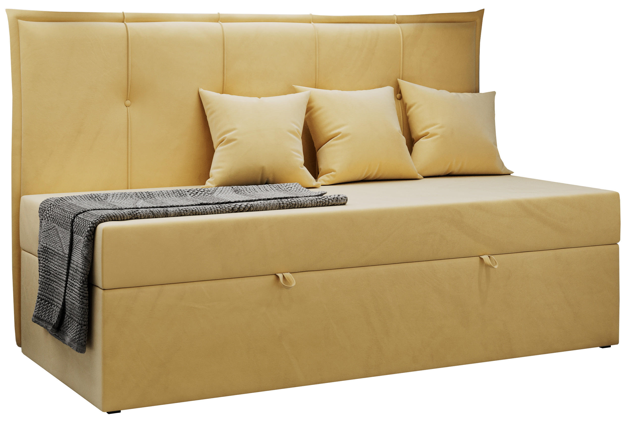 BOXBETT BANCO 90/200 Gelb Velvet - H3 - Gelb, Holz/Textil (90/200cm) - MKS