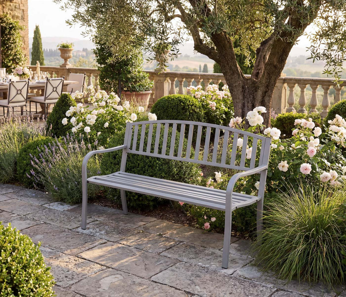 GARTENBANK Grau - Grau, Metall (128/87/58cm) - MCW