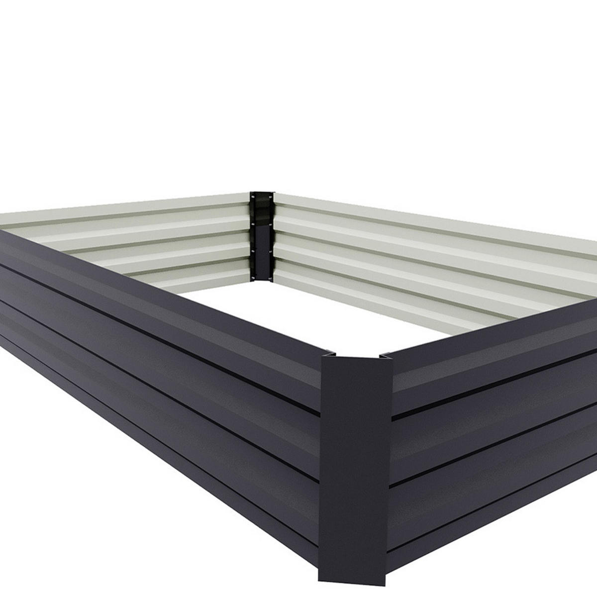 HOCHBEET-PFLANZKASTEN aus verzinktem Stahl in Anthrazit Creme Rechtekig für Garten Balkon 120x90x30cm 5,2 kg - Dunkelgrau, Metall (90/30/120cm) - Livingandhome