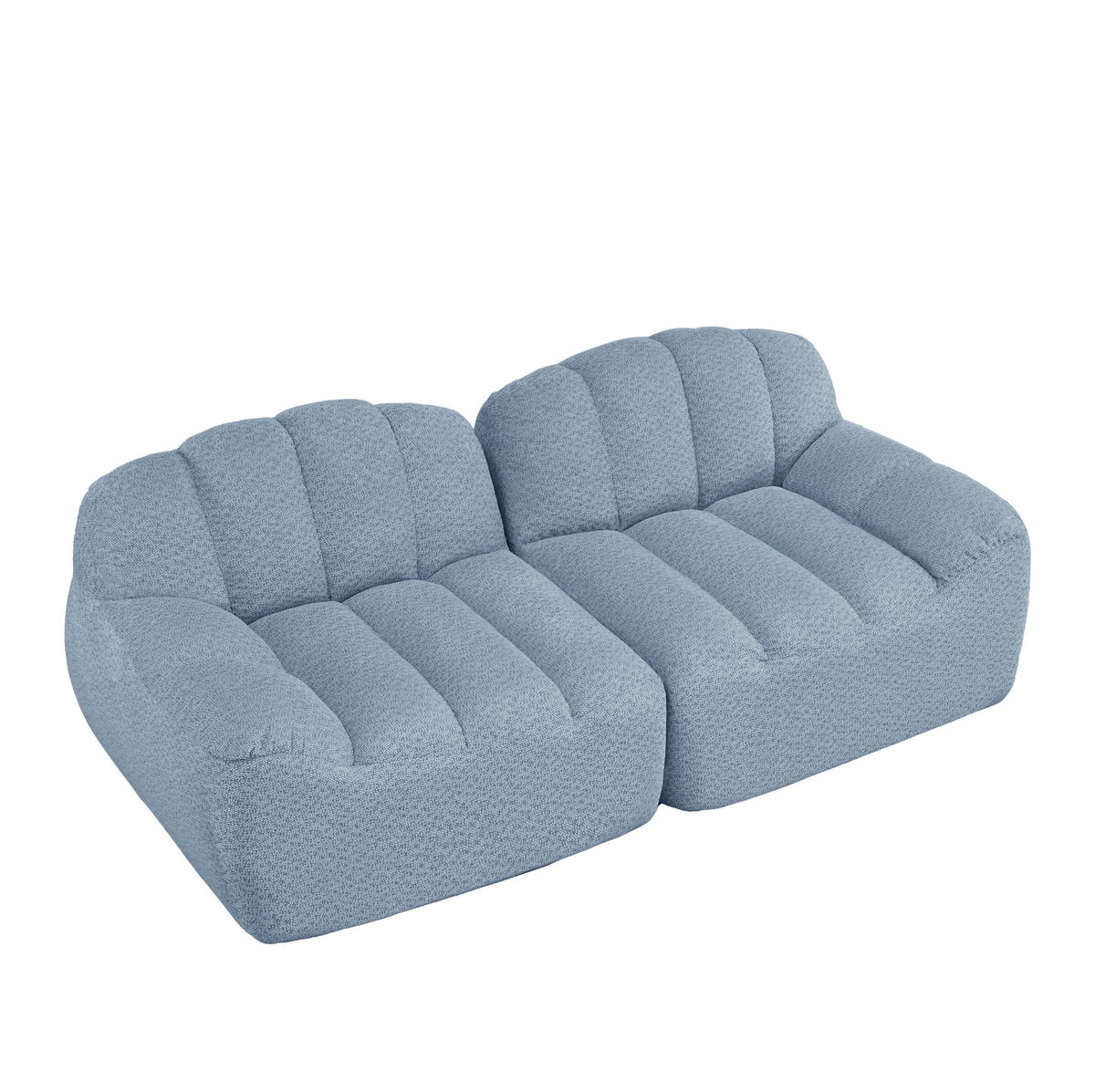 2-SITZER Sofa aus granuliertem Fleece mit modularem, montagefreiem Design Blau - Blau, Textil (104/79/210cm) - Modenvie
