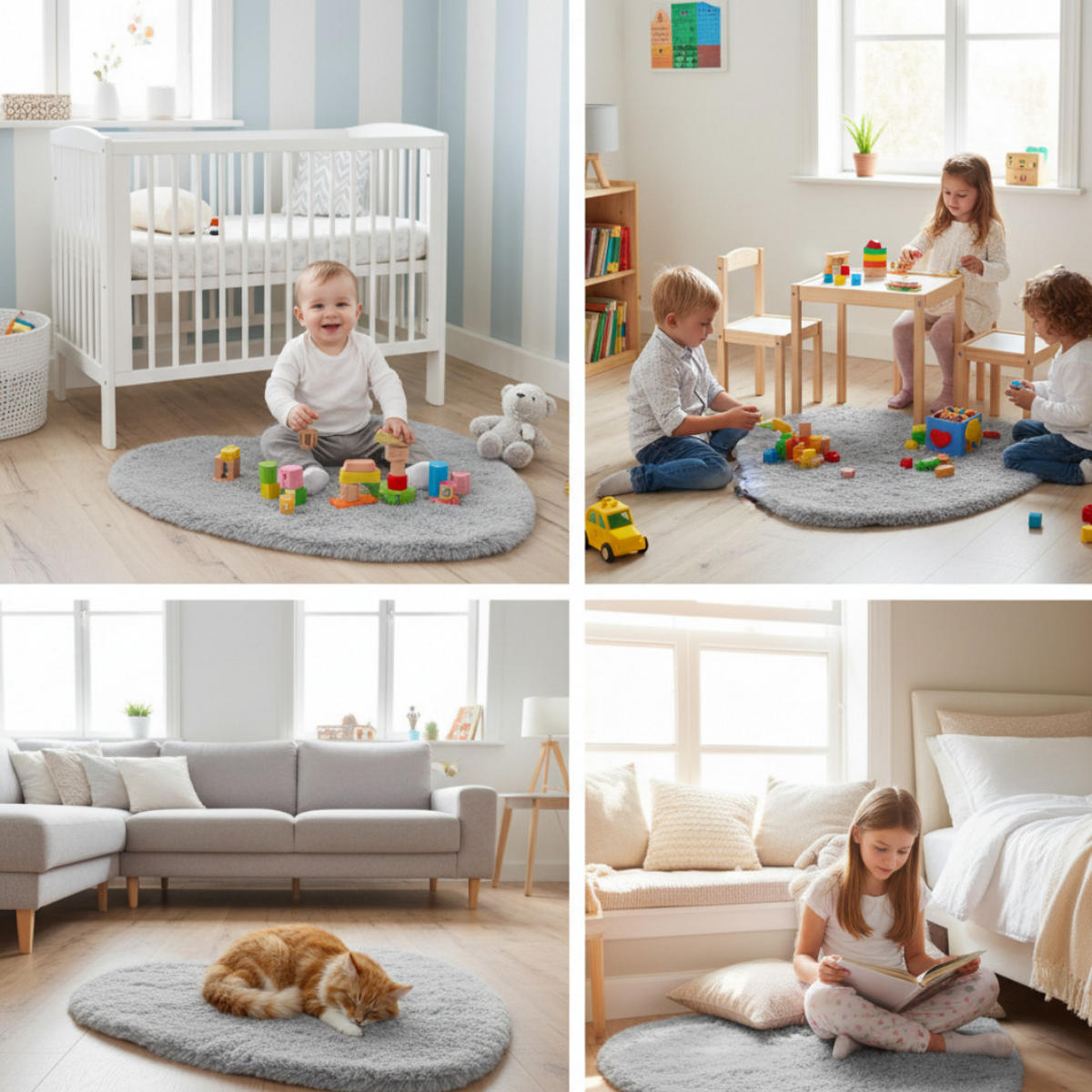 KINDERTEPPICH Herz 80x80 cm Creme, Weich, Waschbar, Spielteppich, Schlafzimmer, Kinderzimmer, Babyzimmer, Rutschfest, Deko, Kuschelig - Creme, Textil (80/80cm) - JUNG