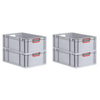 EUROBOX 4x Nextgen Color 22x40x60cm 44 Liter Griffe Rot Offen - Rot, Kunststoff (40/17/60cm) - PROREGAL