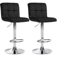 BARHOCKER 2 Samt Schwarz - Chromfarben/Schwarz, Textil/Metall (46/94/47cm) - CLP