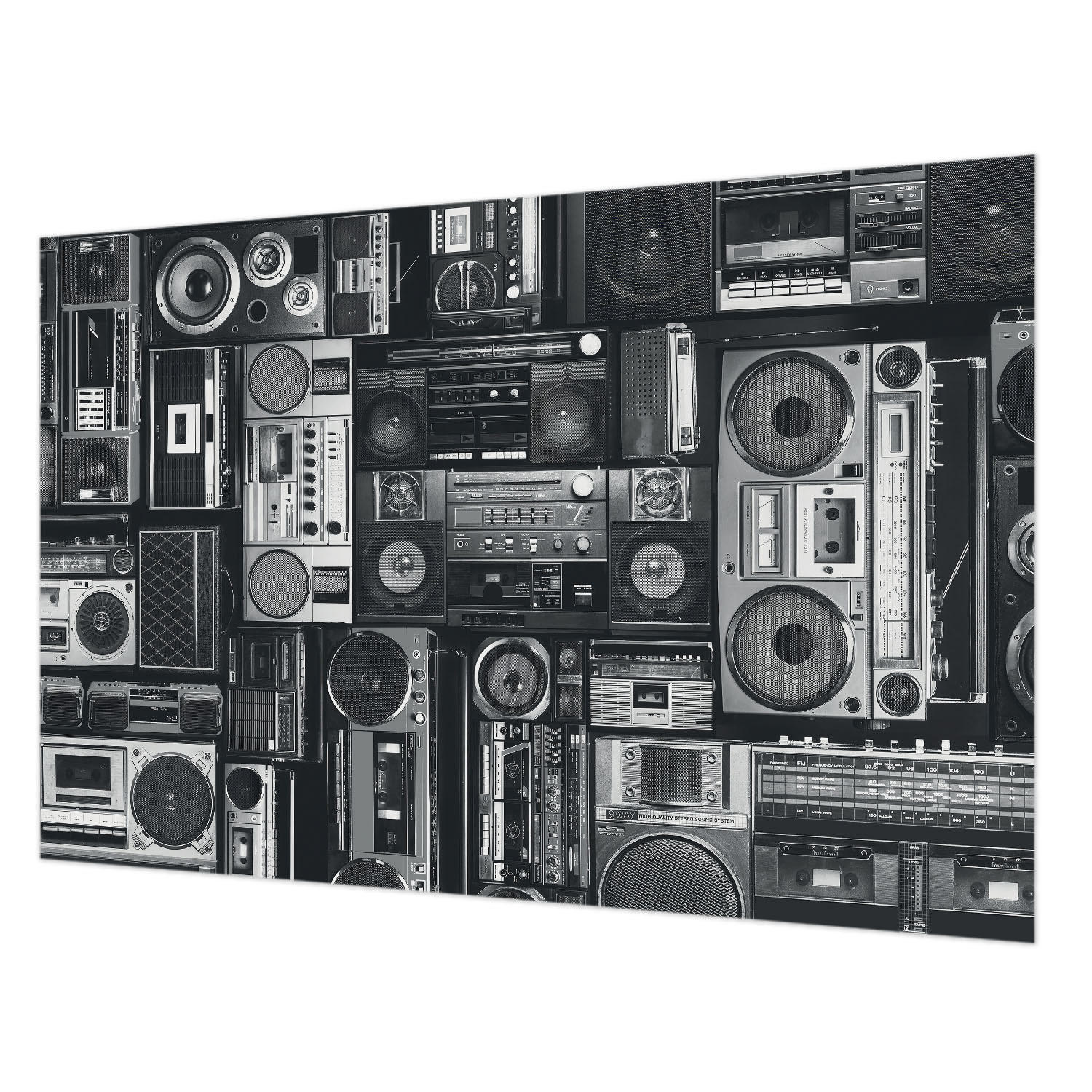 FOTOTAPETE 104x70 cm - Retro-Radio - Schwarz, Textil (104/70cm) - Wallfluent