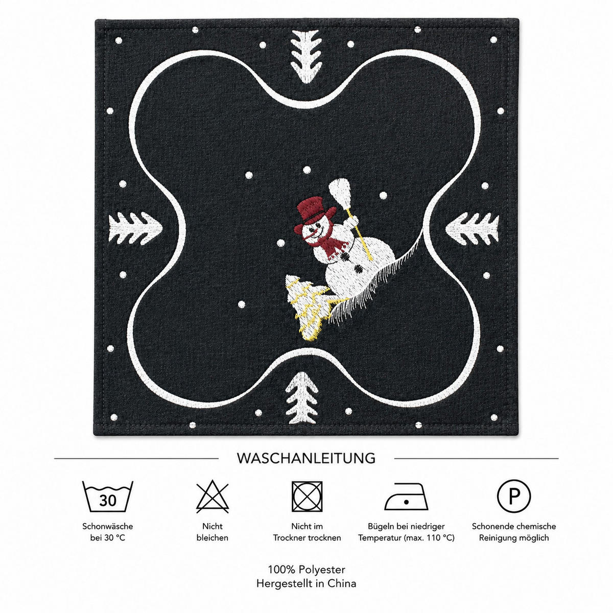 PLATZSET Weihnachten Schneemann 35/35 cm Leinenoptik - Weiß/Grau, Textil (35/35cm) - TiborTex