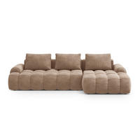 AUSKLAPPBARES-ECKSOFA rechts mit Container Linz aus Samt dunkelbeige 3 Sitzplätze - Mokka, Textil (142/275cm) - Cosmopolitan Design
