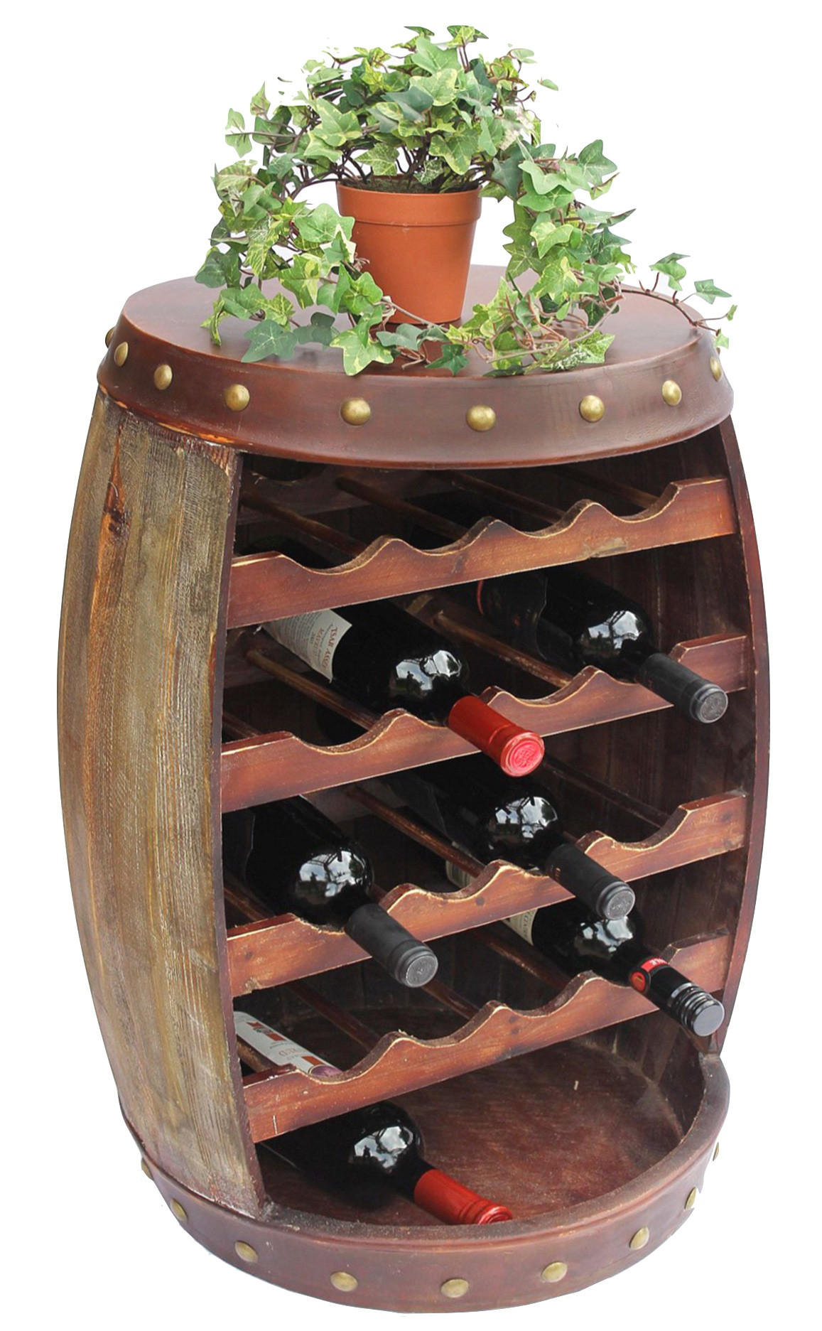 WEINREGAL Holz mit Ablage Weinfass 70 cm 1546 - Braun, Holz (48/70/48cm) - DanDiBo