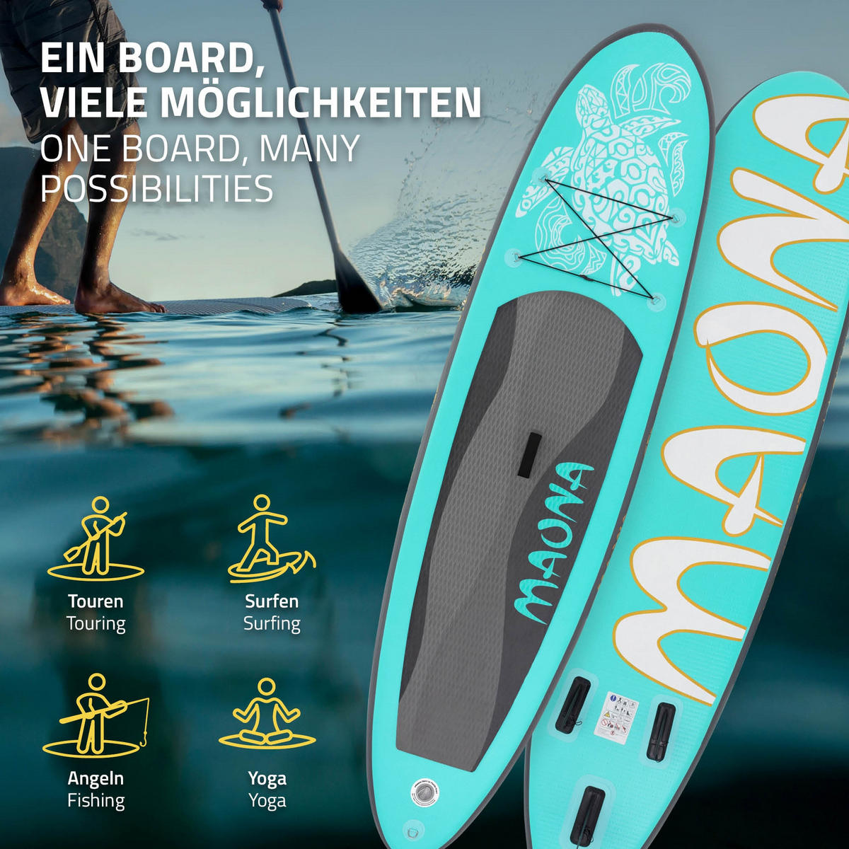 STAND UP PADDLE BOARD Maona Türkis - Blau, Kunststoff (308/78/10cm) - ECD-Germany