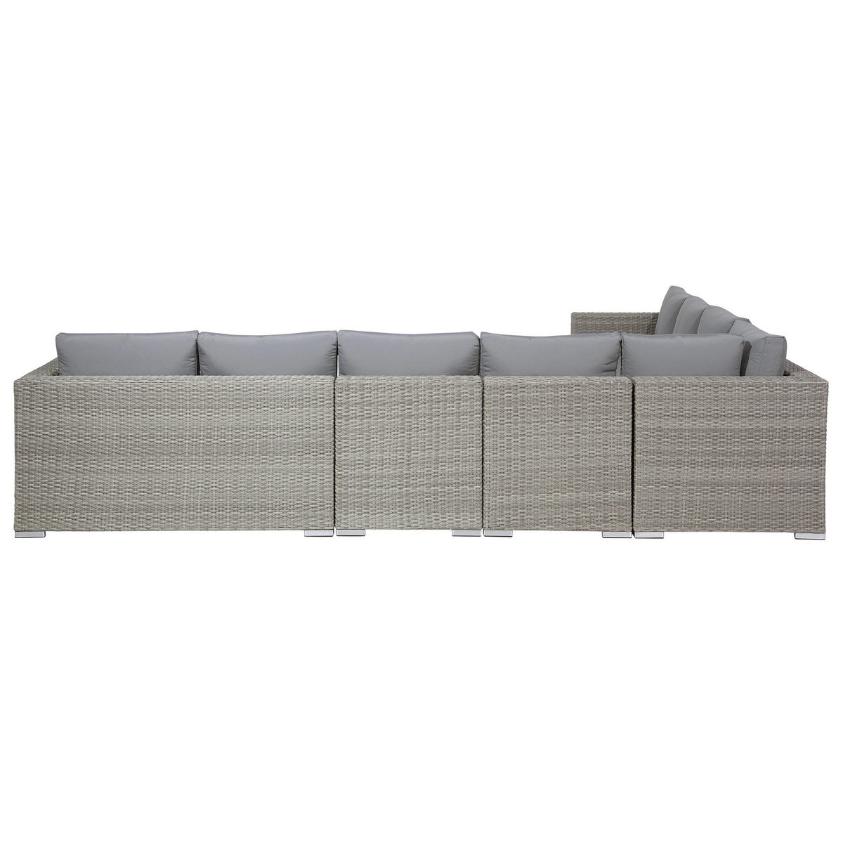 LOUNGE-SET 8-Sitzer hellgrau linksseitig modular Auflagen grau XXL - Hellgrau/Grau, Kunststoff - Beliani