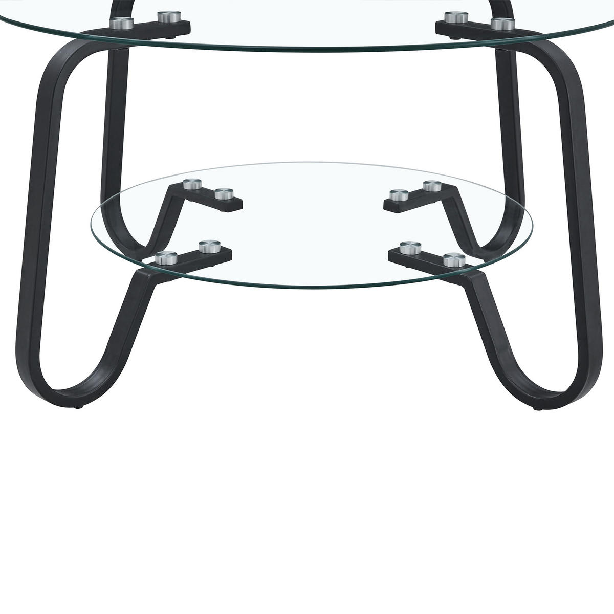 COUCHTISCH 80/80/45 cm schwarz aus Metall mit 2 Ebenen Sicherheitsglas - Schwarz, Metall (80/80/45cm) - OKWISH