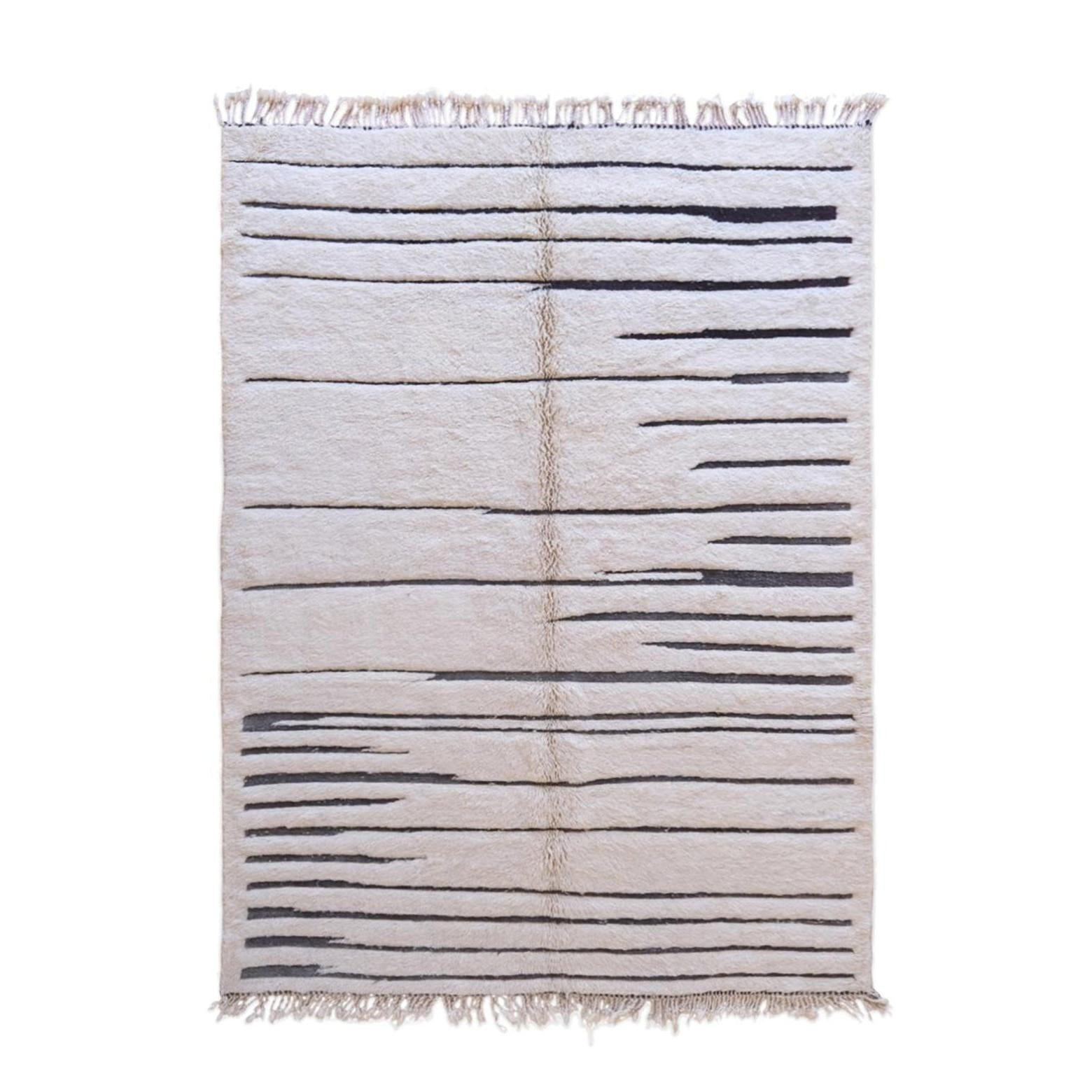 BERBERTEPPICH modern mit grafischen Linien aus Wolle 300x 400 cm - Weiß, Naturmaterialien (300/400cm) - AFK Living