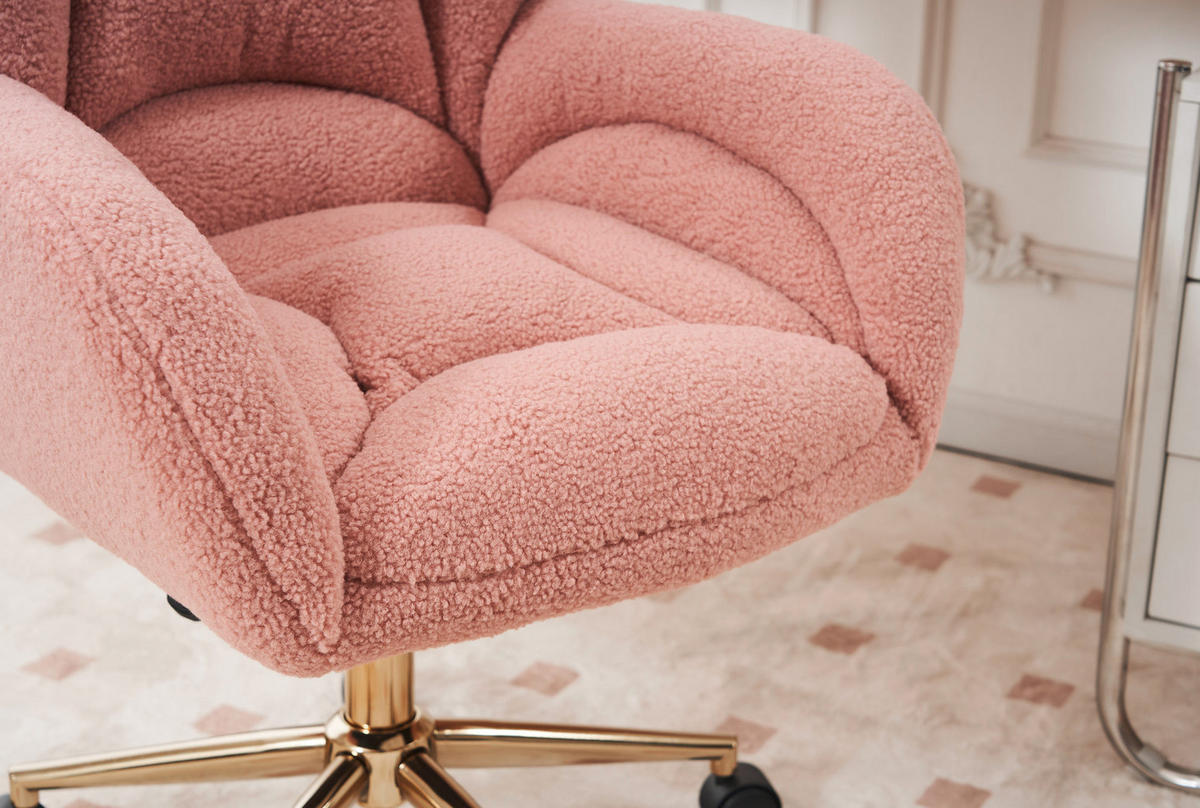 DREHSTUHL Teddy-Stoff höhenverstellbar und 360° drehbar 64/62/92.5 cm Rosa - Rosa, Textil (62/92.5/64cm) - Redom