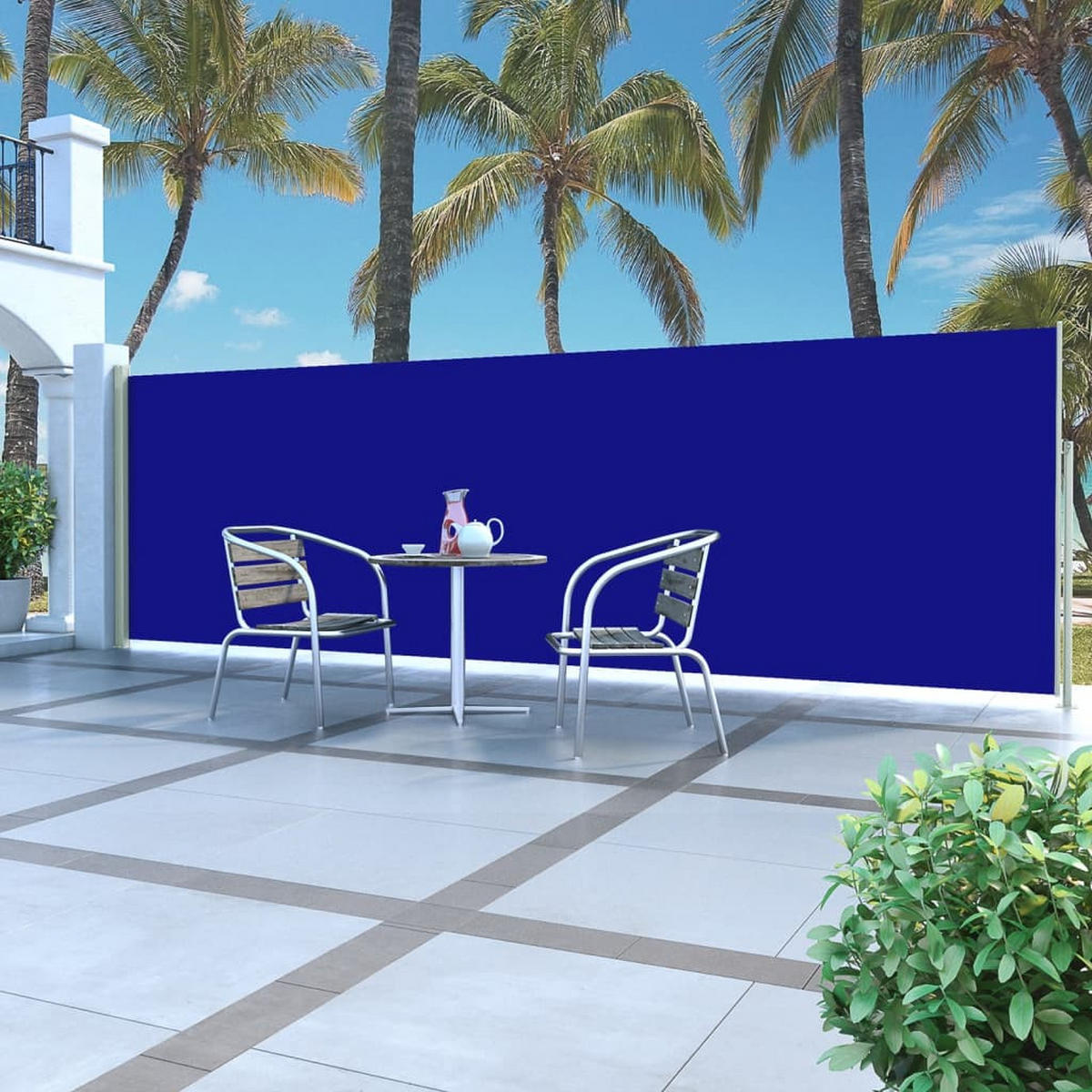 AUSZIEHBARE Seitenmarkise 160x500 cm Blau - Blau, Textil (5/160/500cm) - furnicato
