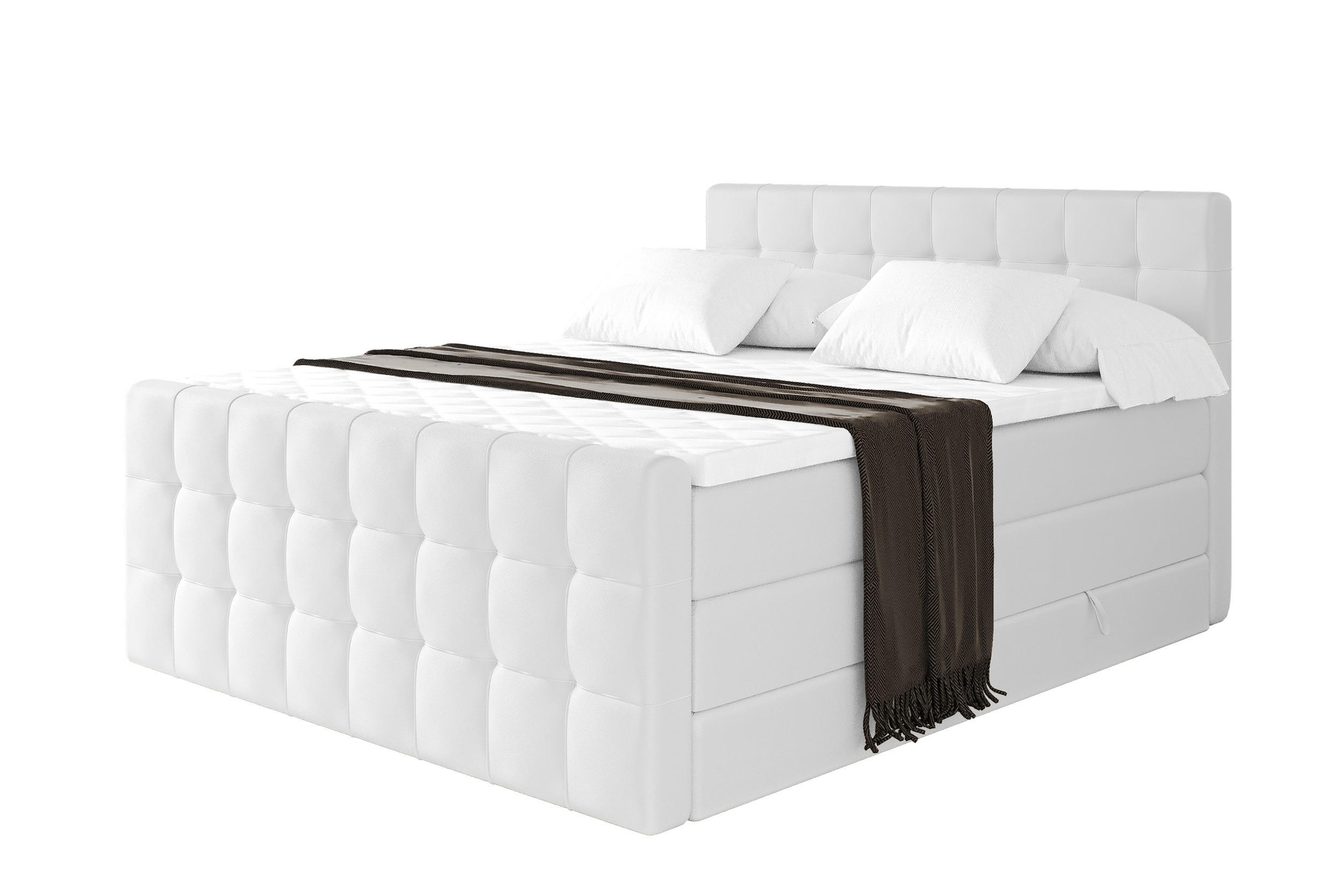 Altdecor Boxspringbett Weiß Hochglanz 183x200 cm