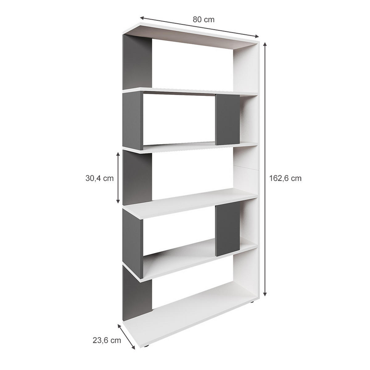 RAUMTEILER Anthrazit 80 x 162.6 cm - Anthrazit/Weiß, Holzwerkstoff (80/162.6/23.6cm) - Vicco