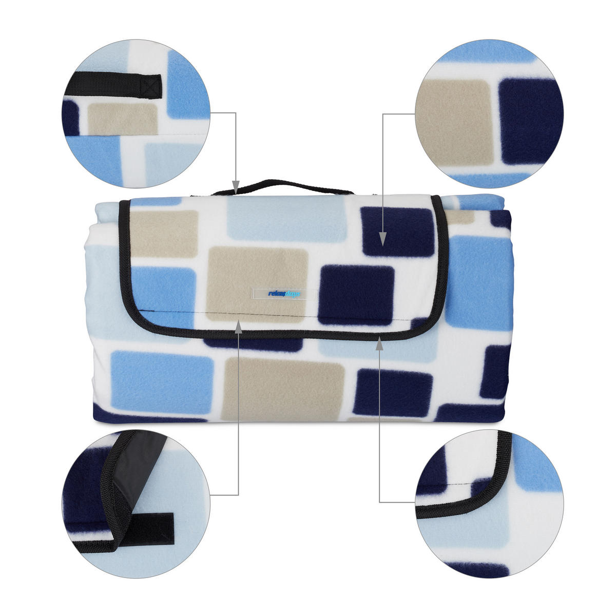 PIKNIK odeja - večbarvno, kovina/tekstil (200/200cm) - Relaxdays