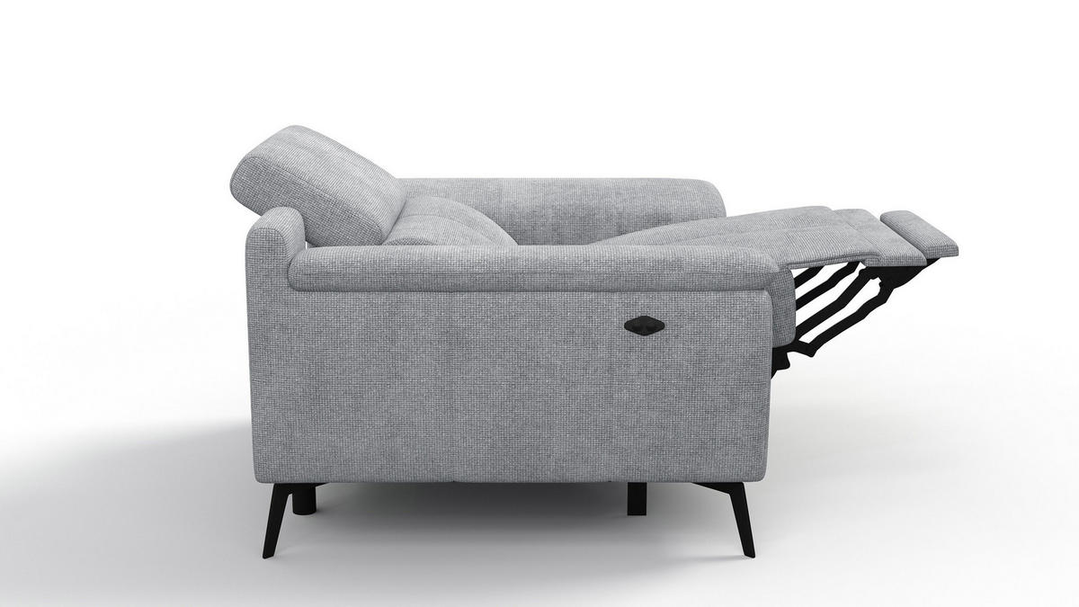 SESSEL FIERO mit Relaxfunktion, silberfarben - Silberfarben/Schwarz, Holzwerkstoff/Textil (114/82/103cm) - Courtois Laville