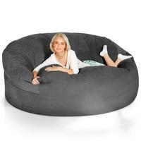 RIESEN-SITZSACK XXL JUMBO Velours 6ft - Dunkelgrau, Textil (180/120/180cm) - Green Bean