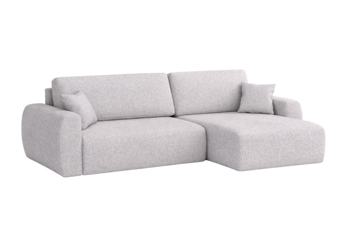 ECKSOFA Mit Schlaffunktion Ariel L, Chenille, Stoff Artico, Cement, Rechts - Hellgrau, Holz (250/142cm) - Kaiser Möbel
