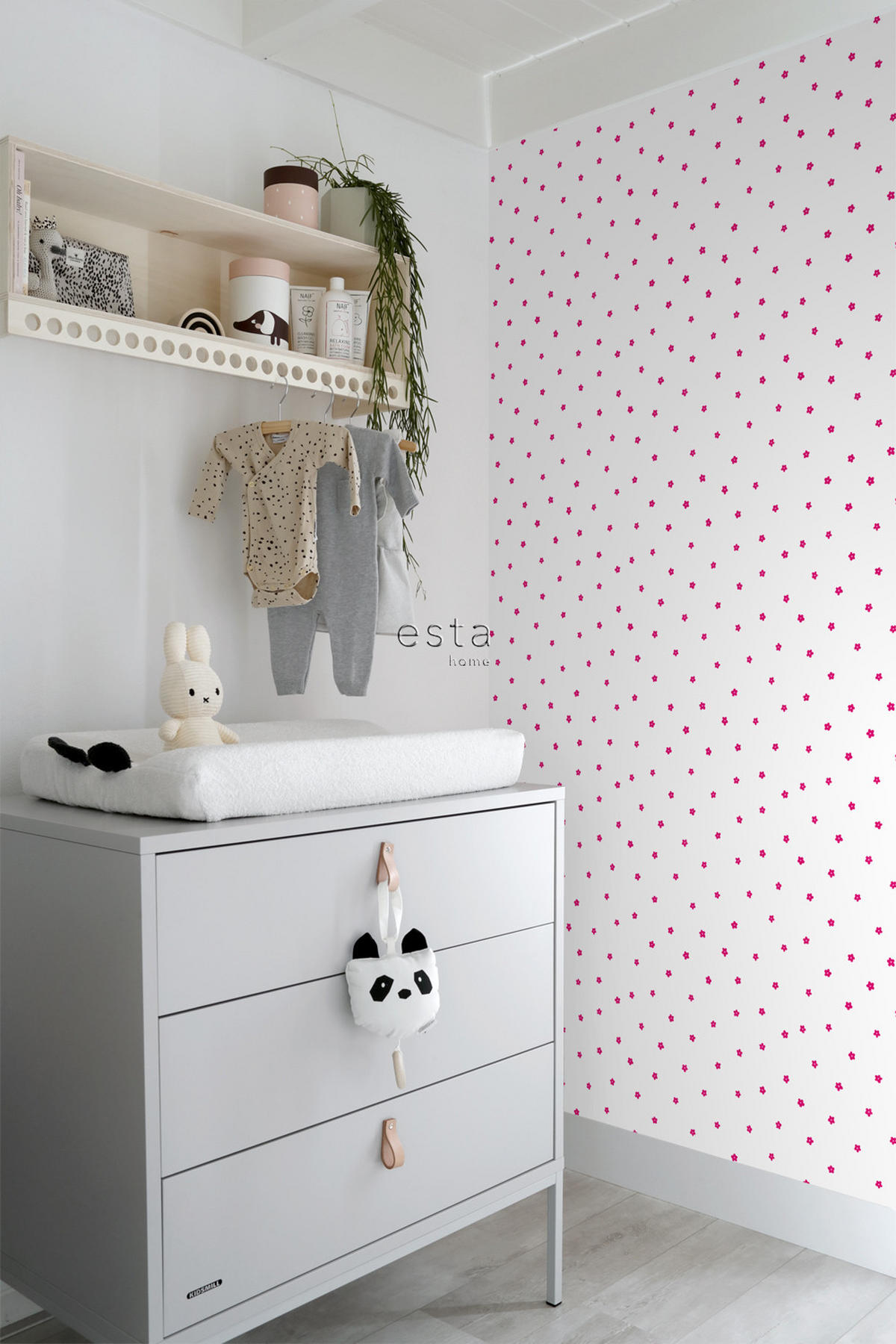 TAPETE Blumen 53 cm x 10.05 m - Pink, Papier (53/0.1cm) - ESTAhome