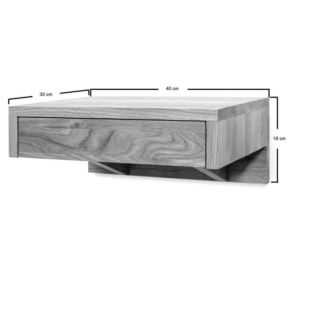 Thumbnail - Woodek Nachttisch, Beige, Holz, Echtholz,Eiche, Holz Optik, Rechteckig, 40x18x30 cm, FSC 100%, Schlafzimmer, Nachttische