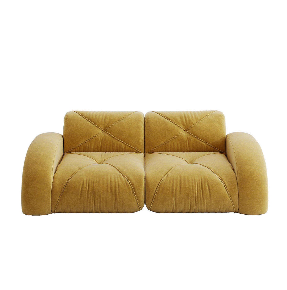 MODULSOFA 2-Sitzer ohne Montage mit 32D-Schaumstoff und chenillebezogener Oberfläche, Gelb - Gelb, Textil (204/76/95cm) - Redom