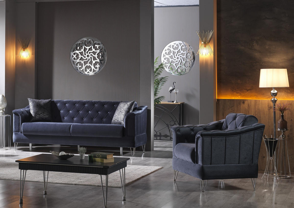 SITZGARNITUR Guido Anthrazit Stellvariante:3+1 - Anthrazit, Holz/Textil (225/85/85cm) - Villa Möbel