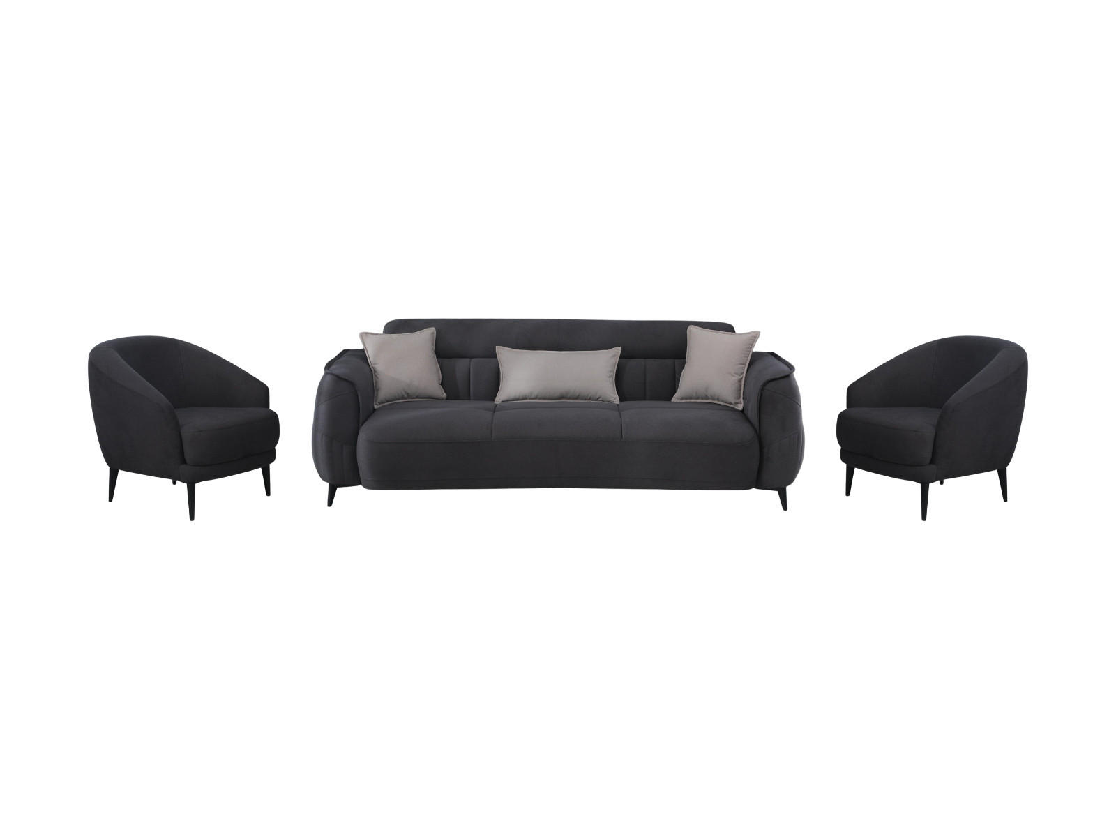 SITZGARNITUR Cordoba, Anthrazit Stellvariante 2+1+1 - Anthrazit, Holzwerkstoff/Kunststoff (180/85/104cm)