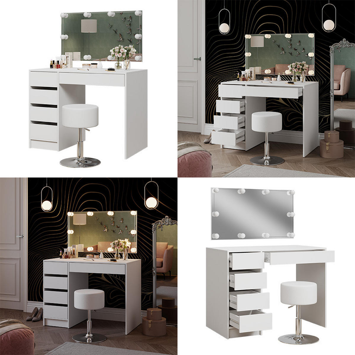 TOALETNÍ STOLEK Thalia Bílá - bílá, kompozitní dřevo (100/75.5/50cm) - Vicco