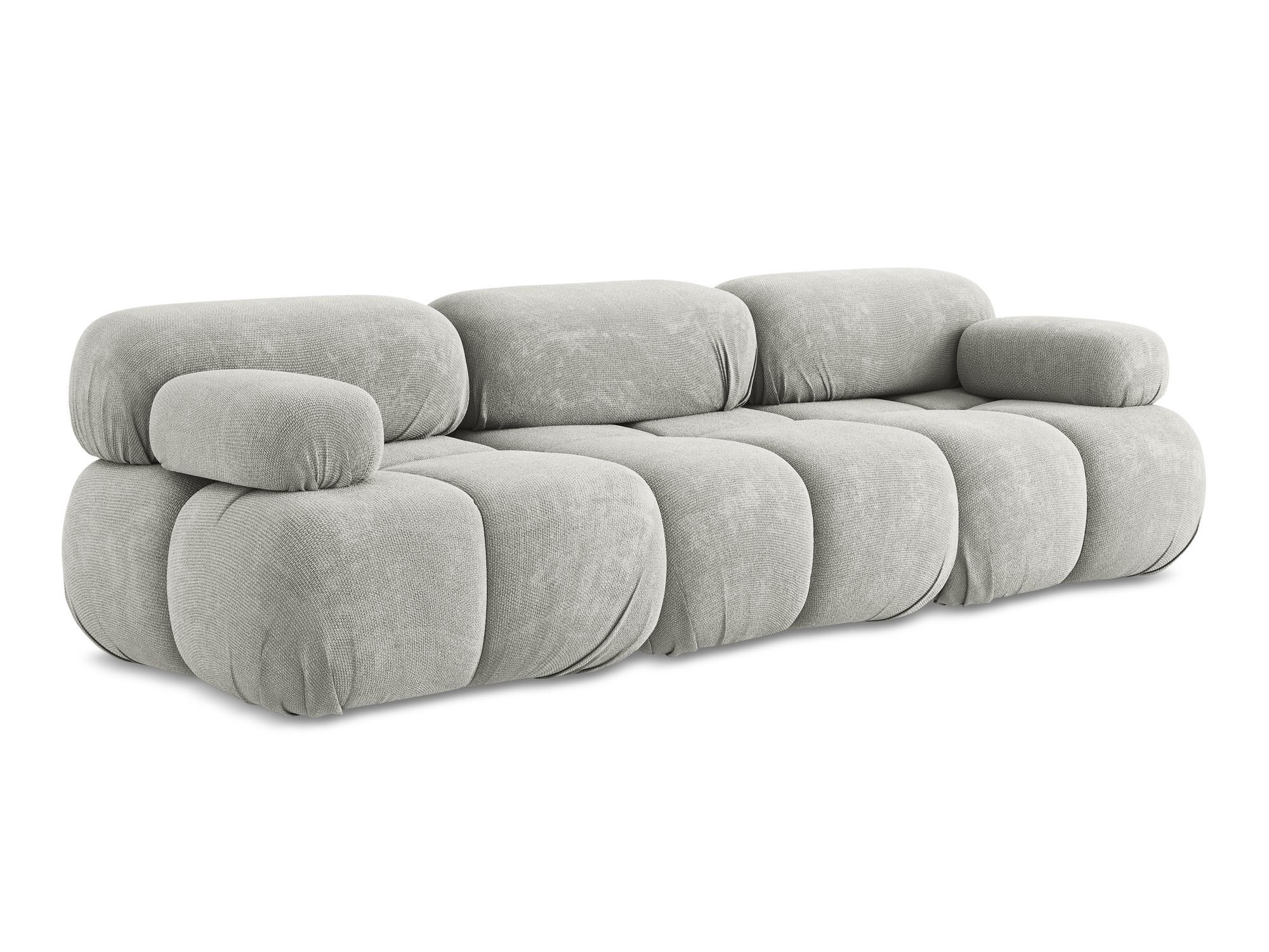 3-SITZER SOFA Chenille Stoff Grau - Hellgrau/Schwarz, Kunststoff/Textil (285/70/96cm) - Makamii