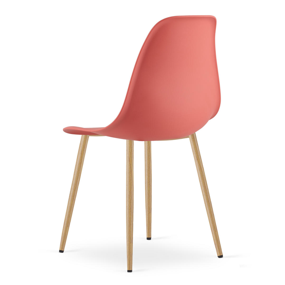 ESSZIMMERSTUHL KALEO Zinnoberroter Sitz, natürliche Beine - Rot/Naturfarben, Kunststoff (46/84/51cm) - Valora