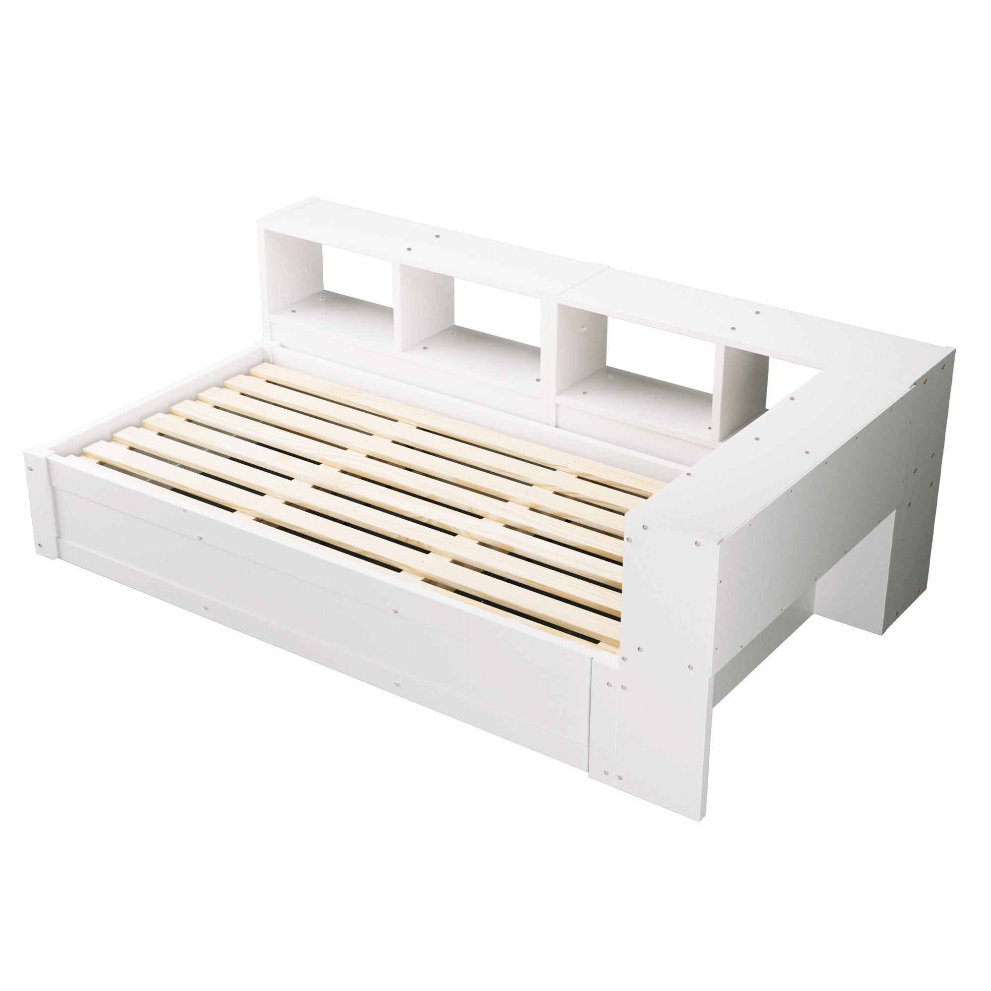 STAURAUMBETT 90/200 cm DE-32619 mit LED und Stauraum Weiß - Weiß, Holzwerkstoff (90/200cm) - ComfortXL