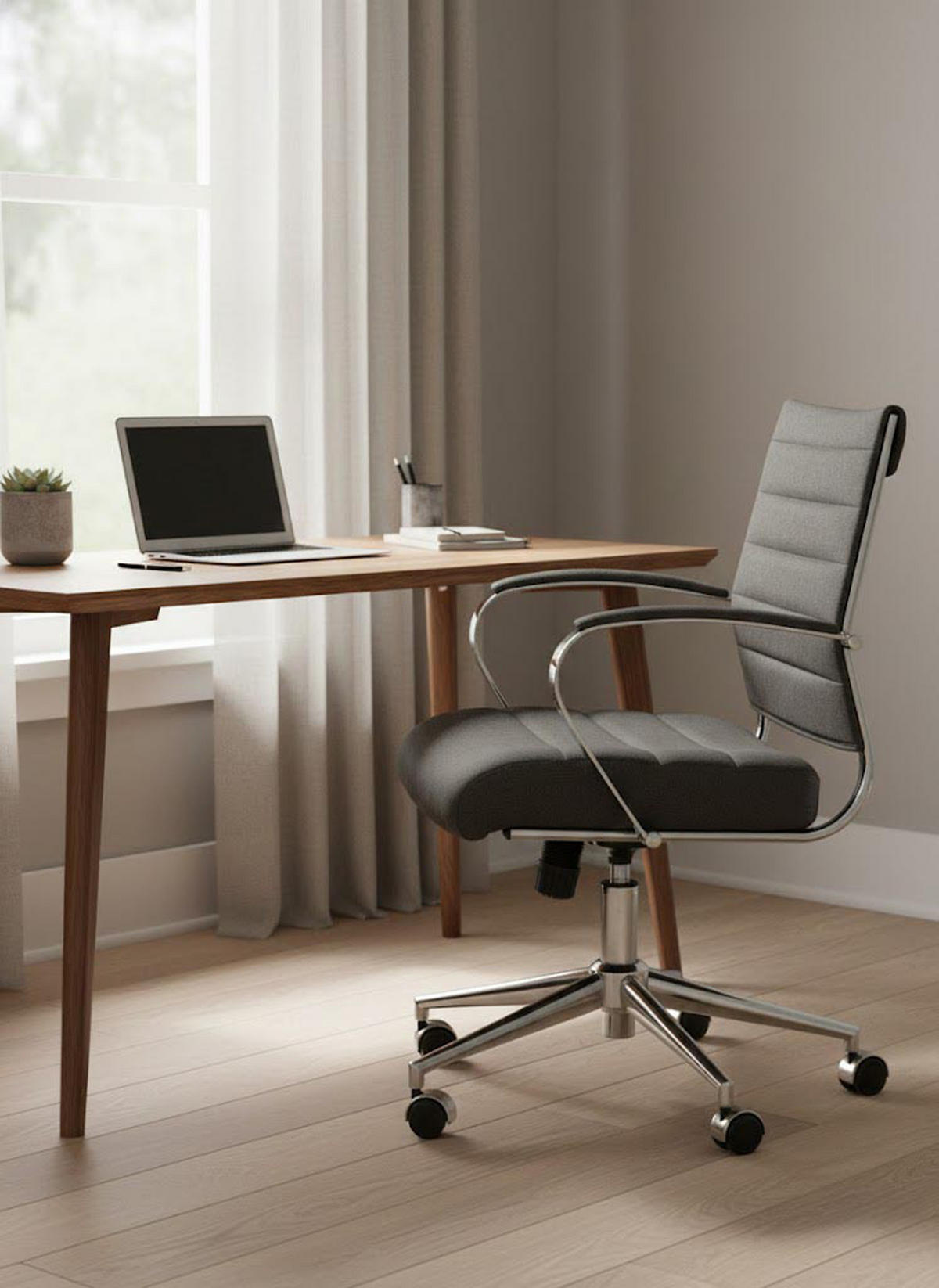 BÜROSTUHL Rynex Stoff dunkelgrau - Chromfarben/Dunkelgrau, Textil/Metall (57/100/62cm) - TPFLiving