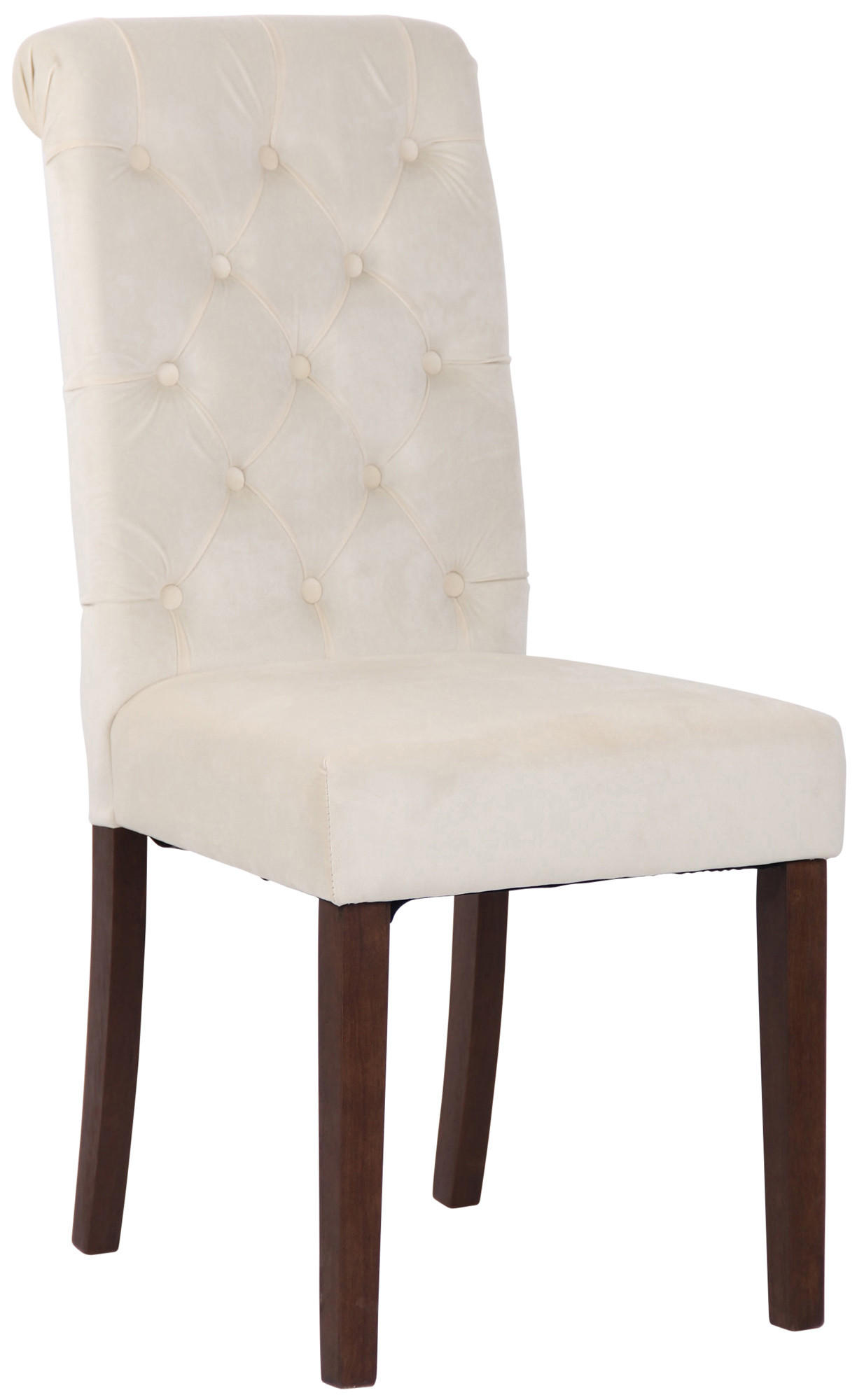 ESSZIMMERSTUHL Lisbon Samt, Gestell Kautschukholz Braun Creme - Naturfarben/Braun, Holz/Textil (45/98/63cm) - TPFLiving