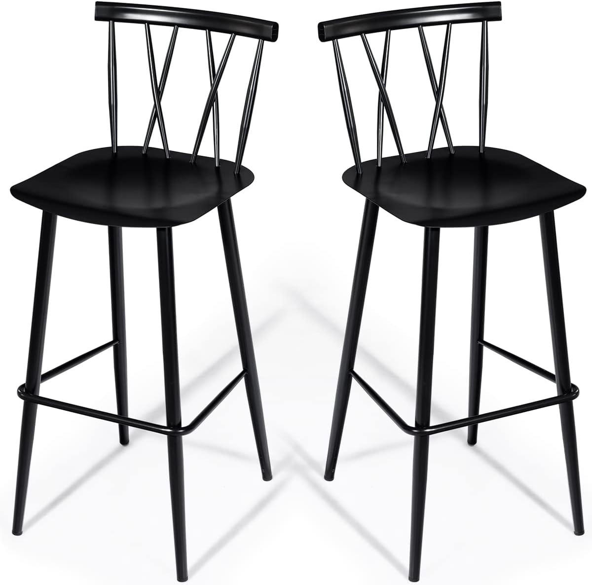 ESSZIMMERSTUHL Barstuhl Schwarz(2er-Set) - Schwarz, Metall (41/105/48cm) - COSTWAY