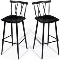 ESSZIMMERSTUHL Barstuhl Schwarz(2er-Set) - Schwarz, Metall (41/105/48cm) - COSTWAY