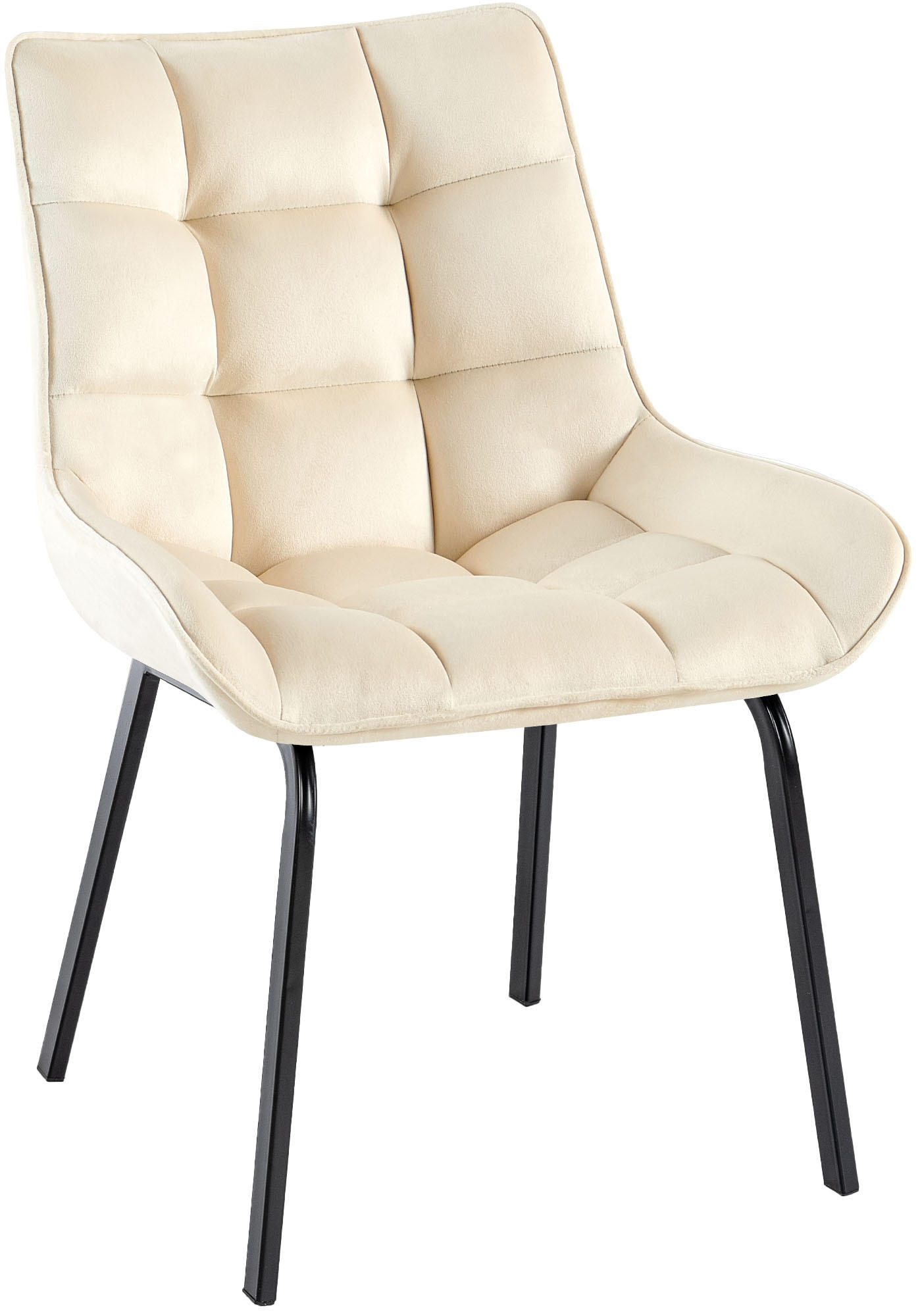 STUHL Samt creme - Creme/Schwarz, Textil/Metall (58/84/57cm) - CLP