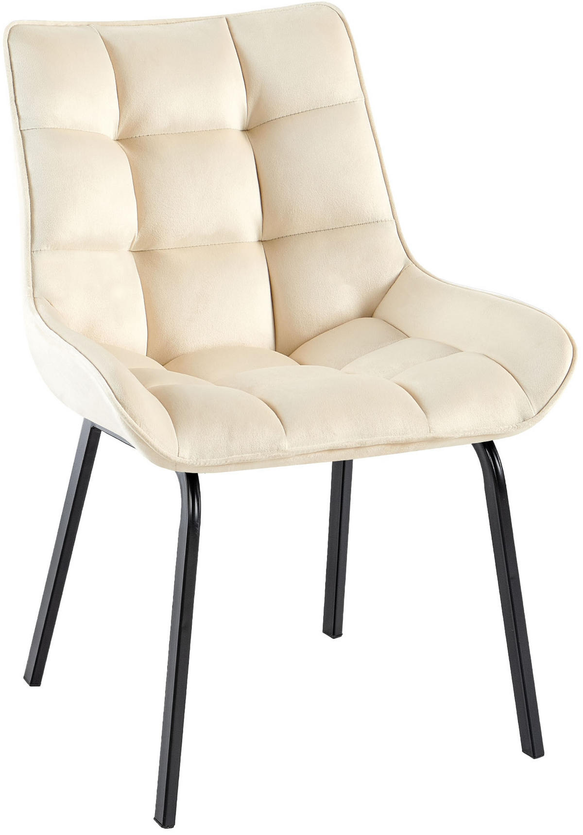 STUHL Samt creme - Creme/Schwarz, Textil/Metall (58/84/57cm) - CLP